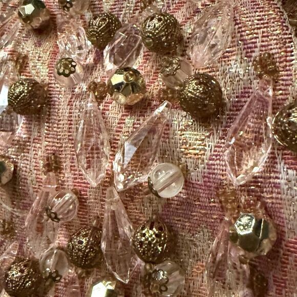 Rafe evening pink & silver jacquard.kiss lock purse clutch w beading VINTAGE - Picture 13 of 13